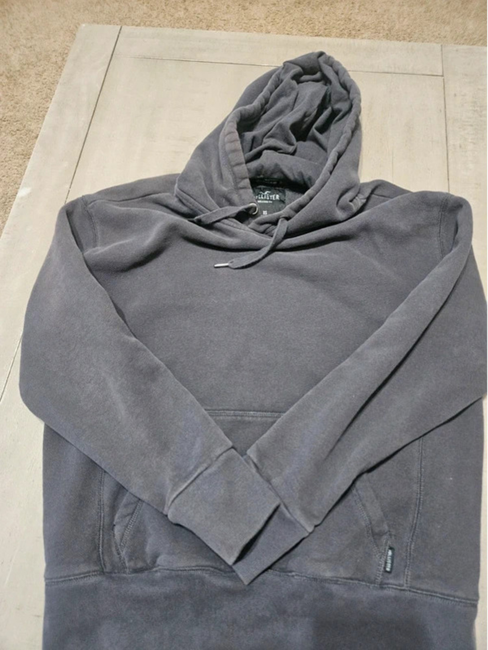 Hollister Men's Fleece Heavyweight XS Drawstring Charcoal Grey Hoodie